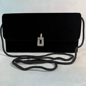 Vintage Y & S Black Velvet Crystal Detail Crossbody Bag Purse